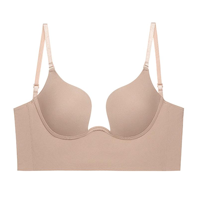 Push Up Bra Backless Women Bras Low Cut Sexy Plunge Brassiere Open Back Wedding Underwear Invisible Seamless Deep U Lingerie
