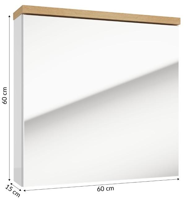 Ronda white gloss wall-hung bathroom mirror cabinet 60x60 cm
