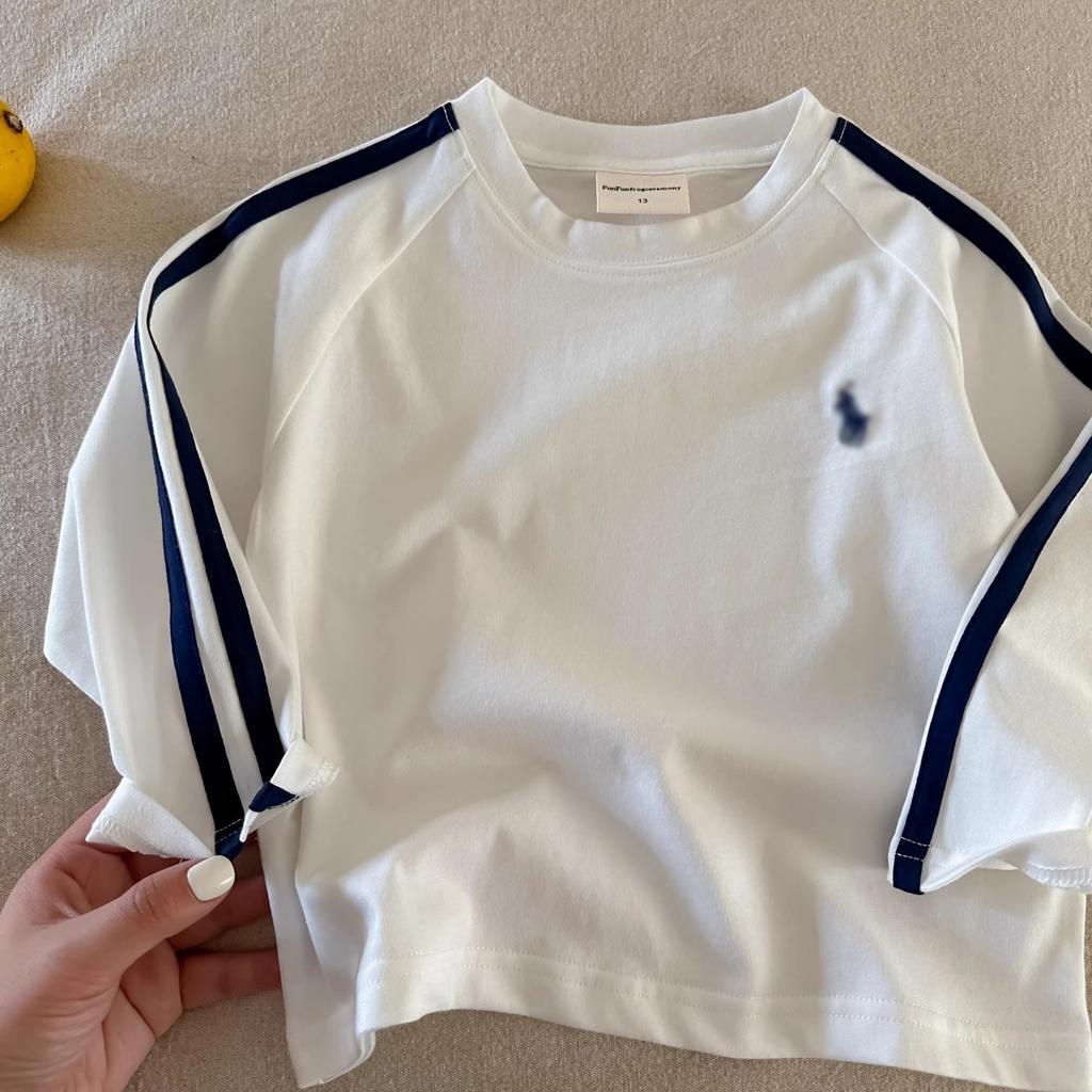 Kids Spring Athletic T Shirt with Side Stripes for Boys and Girls