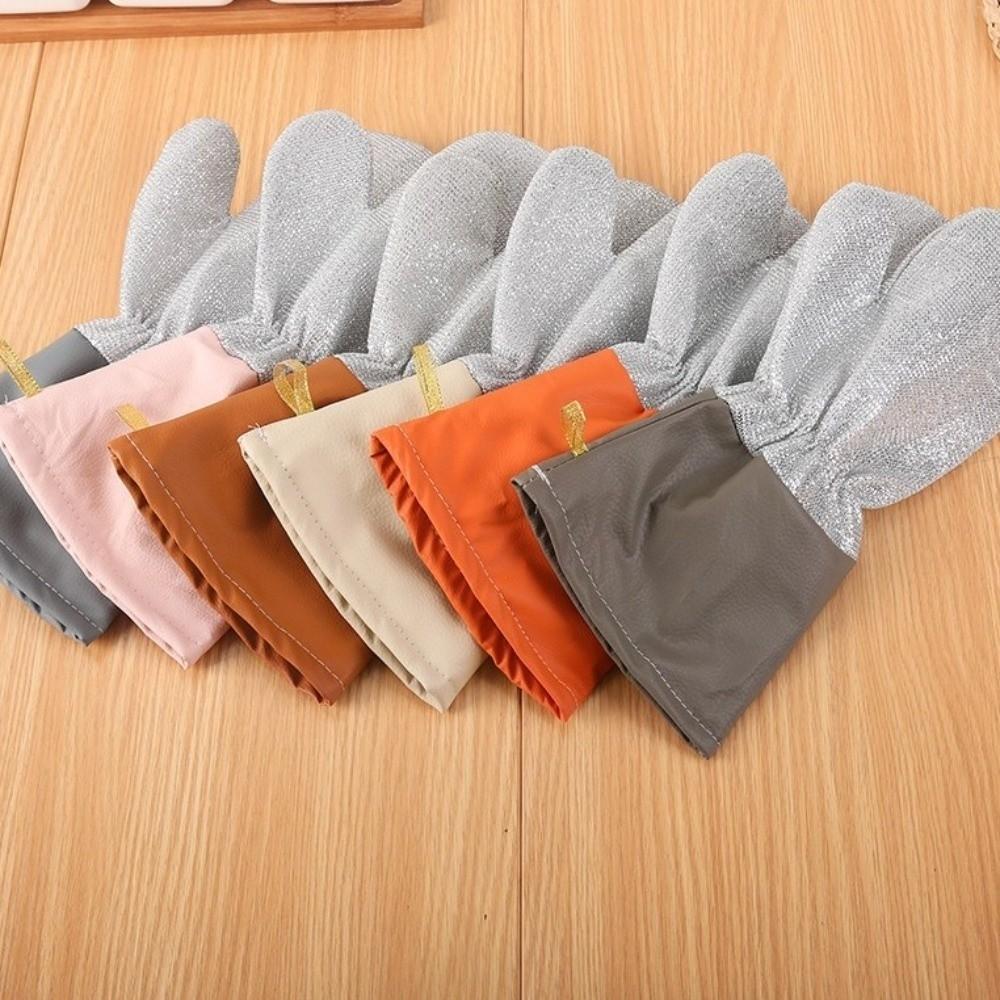 2 Pairs Extended Dish Washing Gloves Thickened Housekeeping Gloves Silver Wire Gloves Pot Scrubbing