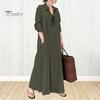 Женское весеннее платье с отложным воротником, свободное однобортное однобортное платье с длинными рукавами и карманами на пуговицах, тип рубашки до щиколотки, осеннее повседневное платье макси