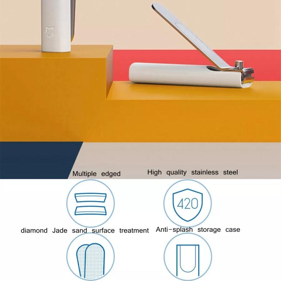 Xiaomi Машинка для стрижки ногтей Mijia, острая нержавеющая сталь, резак с защитой от брызг, очиститель ногтей, маникюра, педикюра