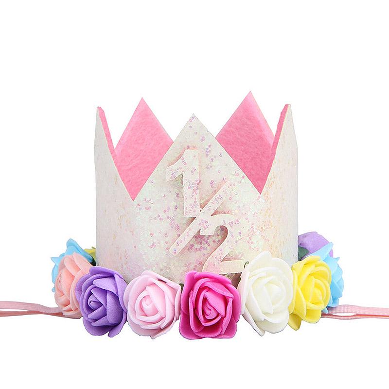 Головной убор на день рождения шляпа корона детский номер фото цветок вечеринка 1 шт день рождения ребенок корона выступление повязка на голову повязка на голову аксессуары