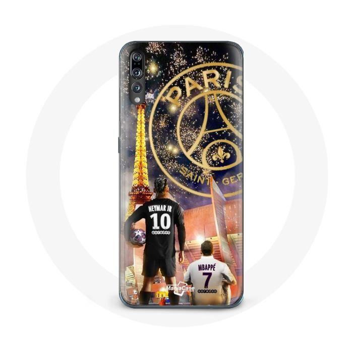 Coque - PSG - Huawei P20 Pro - Souple - Noir - Neymar et Mbappé Joyeux Noël