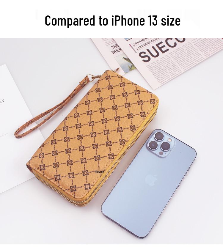 2024 Women's Fashion Wallet: European & American Style, Multi-Card Slot, Double Zipper, Phone Clutch.