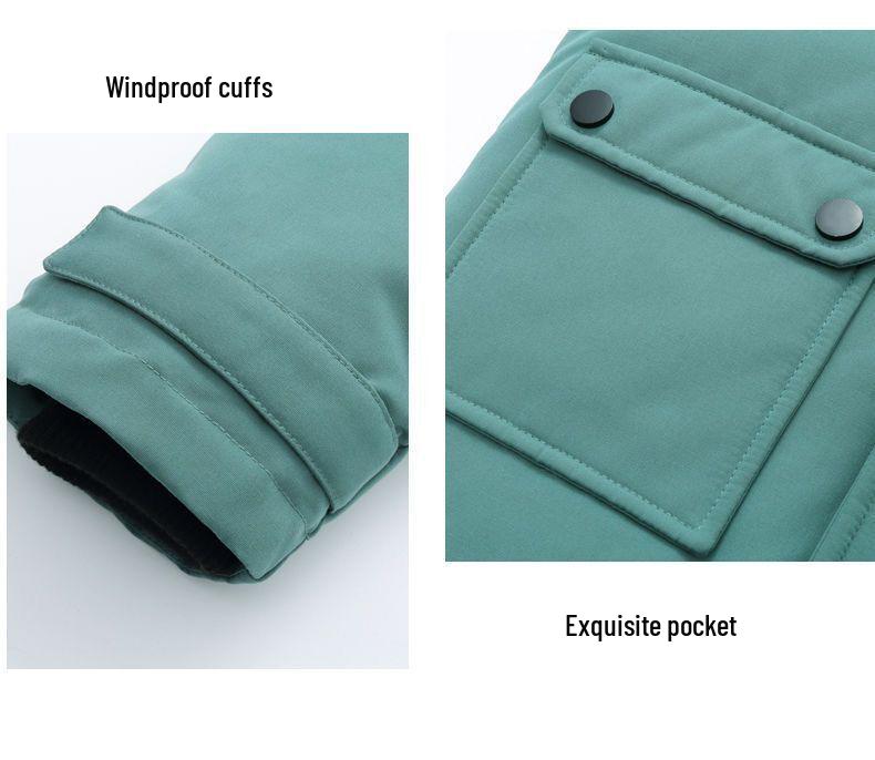 Kids' Winter Cotton Jacket with Fur Collar - Boys' Thickened Coat