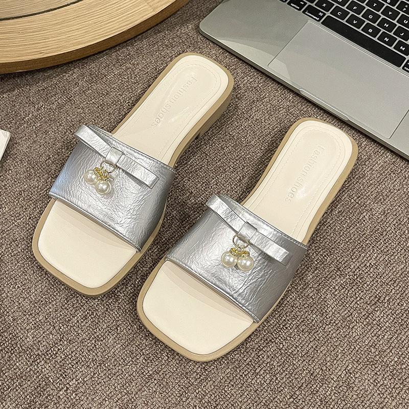 Сказочный ветер прохладные тапочки 2025 лето новые классические прохладные тапочки элегантные, модные и удобные уличные тапочки на перемычке женские