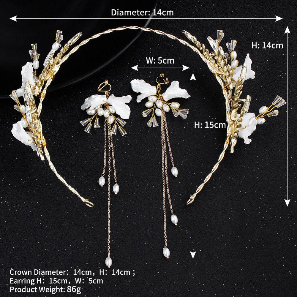 Handmade Bridal Headwear Earring Set Tassels Earring Flower Headbands Female Decoration