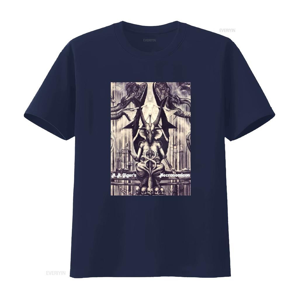 HR Giger Necronomicon T Shirt Unique Fantasy Art Print for Men and Women vintage Washed Unisex streetwear graphic Soft