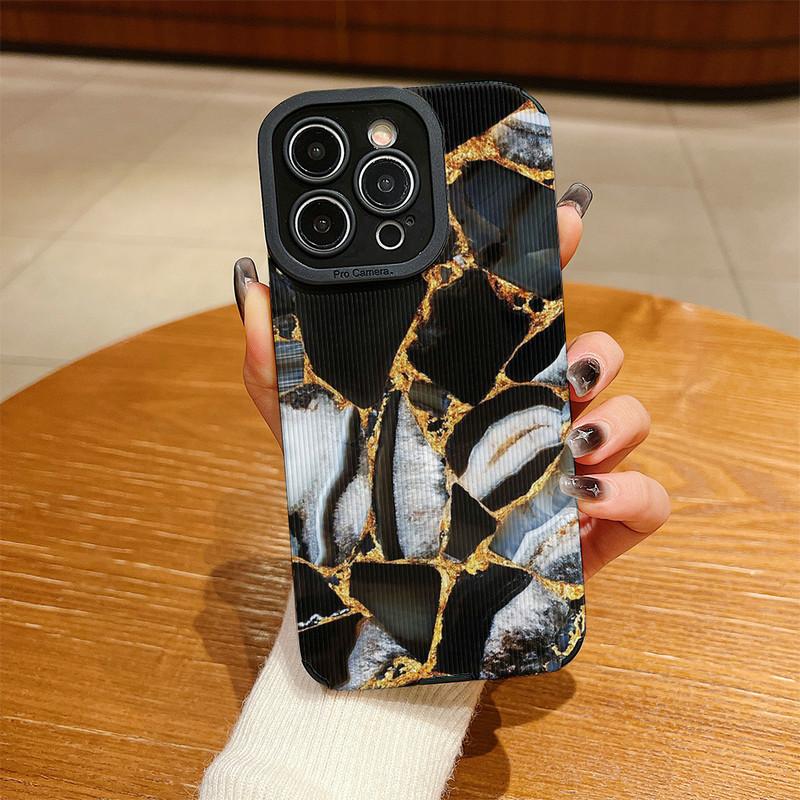 Мягкий силиконовый чехол-накладка на заднюю панель телефона из кожи с принтом под мрамор с вертикальной текстурой и полной защитой объектива камеры для Samsung