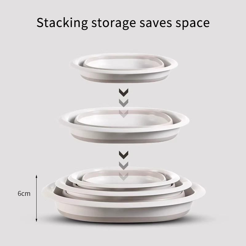Portable Folding Wash Basin 3Pcs Set Drop Resistant Multifunctional Collapsible Sink for Home Bathroom Outdoor Use
