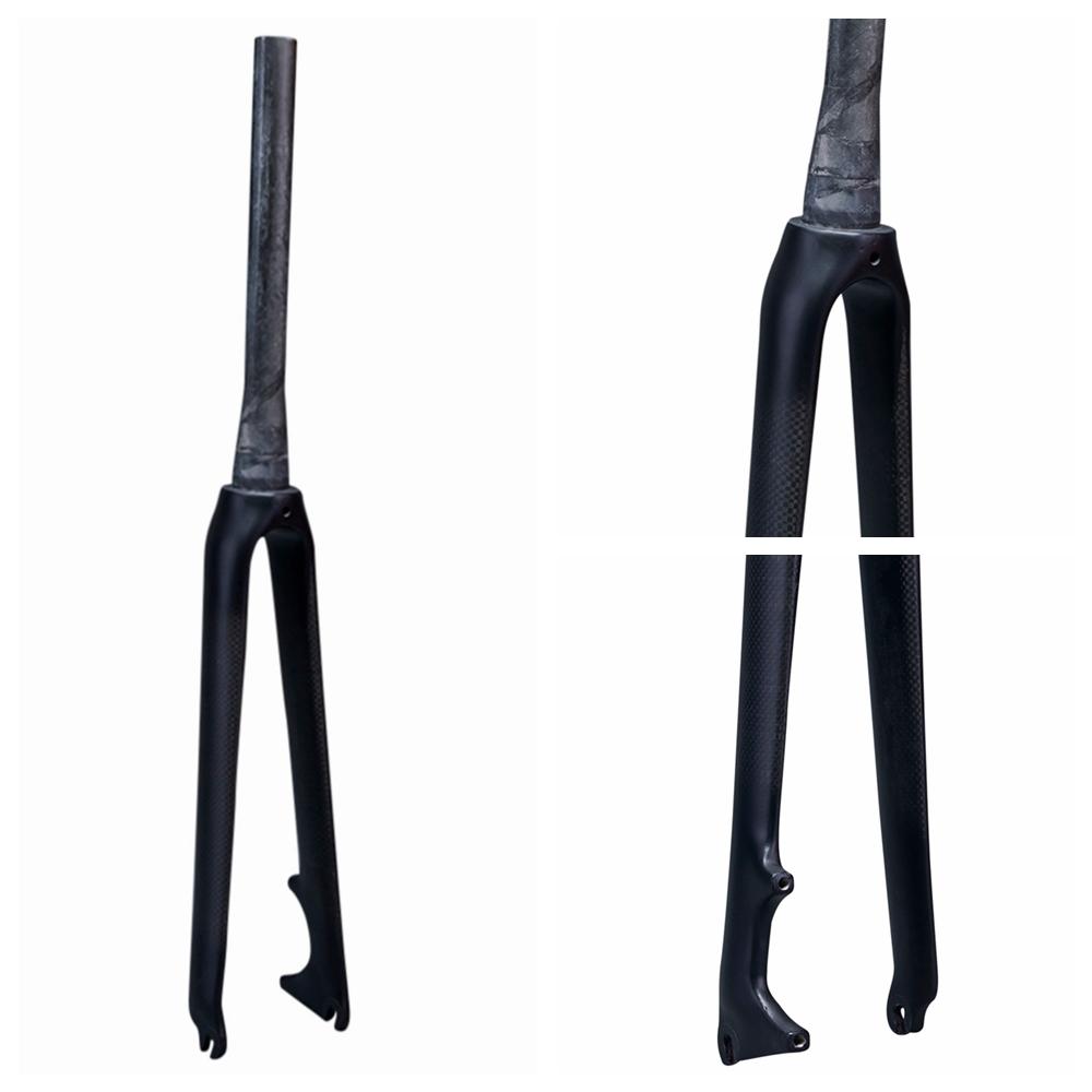 Full Carbon Fiber Bike Road Fork Bicycle Parts Hard Fork 700C Disc Brake Tapered / Straight Super light 400g +/_ 20g