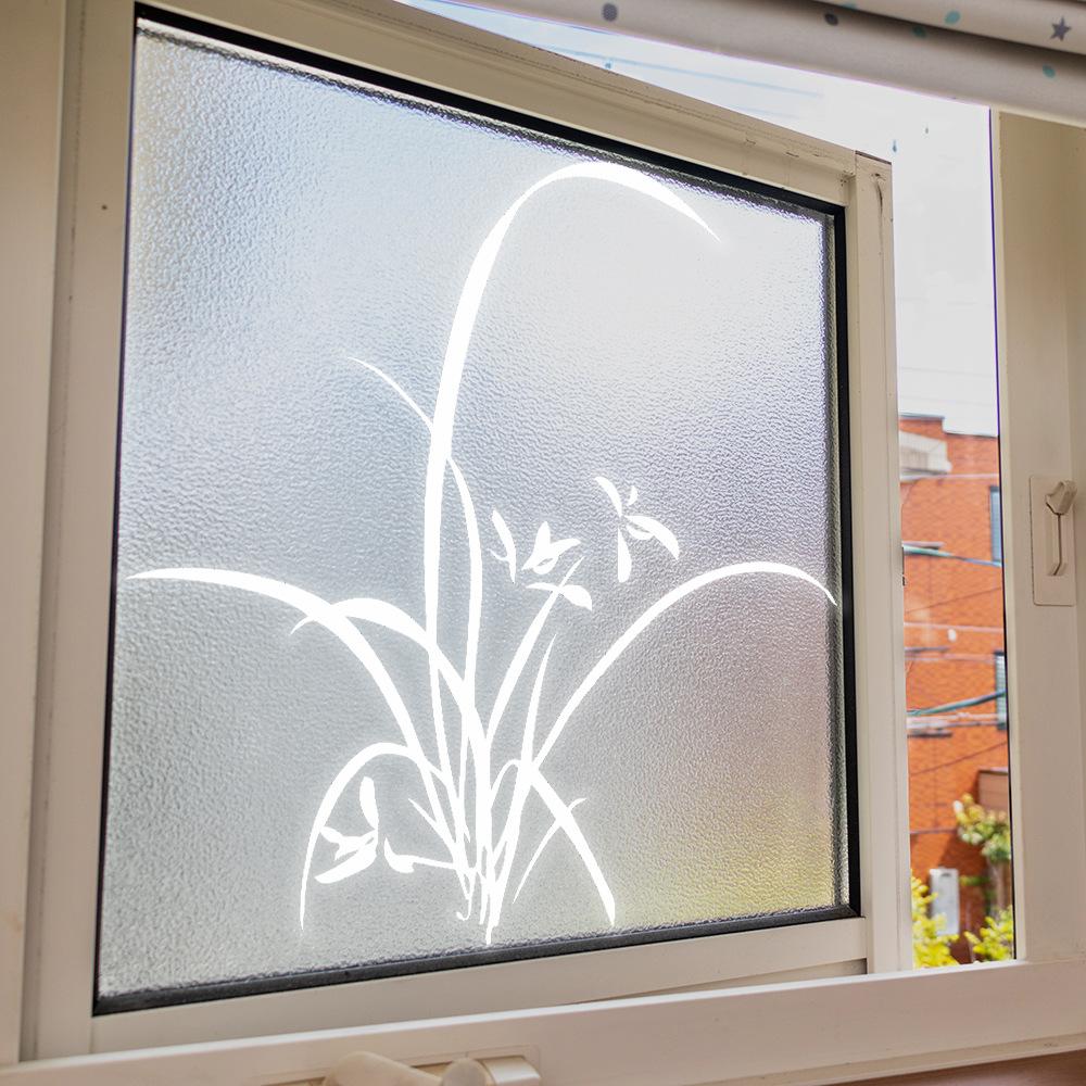 Элегантная белая орхидея оконная наклейка дзен домашний декор стикер самоклеящийся гостиная дверь ботаническое искусство отклеивающаяся