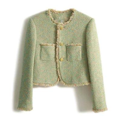 Новые высококачественные короткие зеленые топы для осени и зимы, женская куртка во французском стиле с ароматом