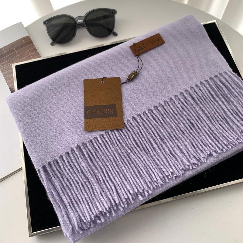 Cashmere Hand Feel Autumn And Winter Solid Color Scarf Women'S Thick Tassel Simple And Versatile Soft And Warm Imitation Cashmere Shawl