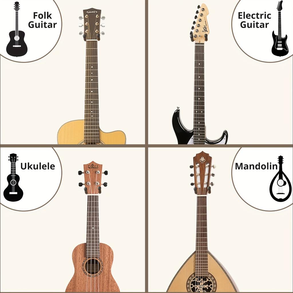 1pc Guitar Wall Mount, Guitar Hanger with Rotating Hooks, Suitable for All Sizes of Guitars, Zebra Wood Guitar Wall Stand