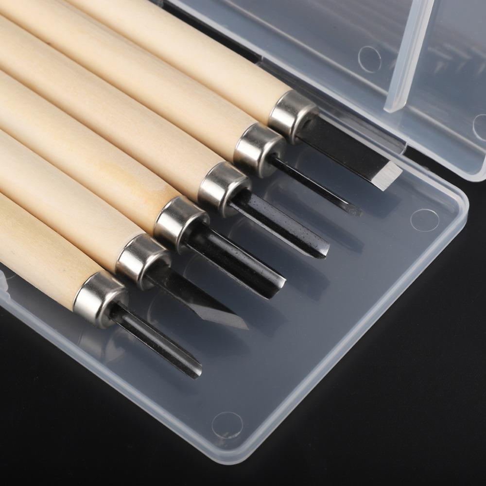 6pcs Wooden Handle Wood Carving Tool Steel Woodworking Tool Wood Carving Knife Sculpture