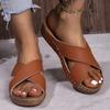 Мода 2024 года, женские босоножки с открытым носком, летние туфли на танкетке, тапочки, женские туфли больших размеров, элегантные босоножки на каблуках, Sandalias Mujer