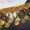 1M Gold Silver Lace Fringe Sequins Paillette Tassel Ribbon Diy Stage Performance Clothes Wedding Party Dress Sewing Fabric