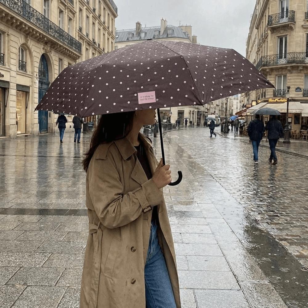U-Shaped Handle Polka Dot Umbrella 8-Rib Manual Sun Umbrella Travel Rain Umbrella  Outdoor