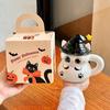 Halloween Magic Hat Cat Water Cup Ceramic Mug with Lid for Girl Girlfriend Birthday Gift Gift Box