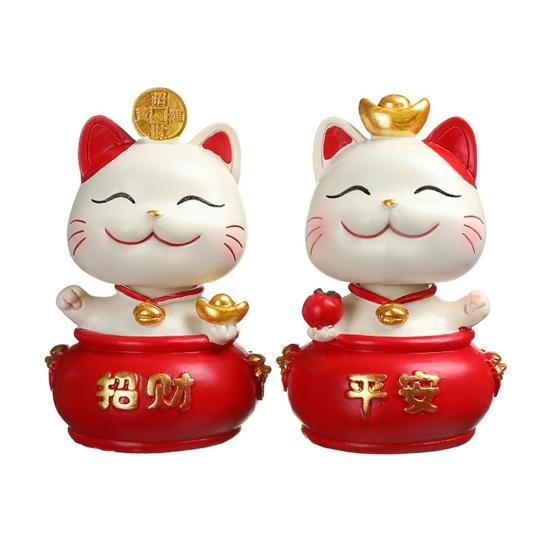 Украшение Lucky Cat, мелодия удачи, орнамент из смолы, изысканная статуя мультяшного кота, домашний офис