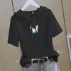 Women's Short Sleeve Hooded T Shirt Loose Fit Summer Casual Slimming Youthful White Top
