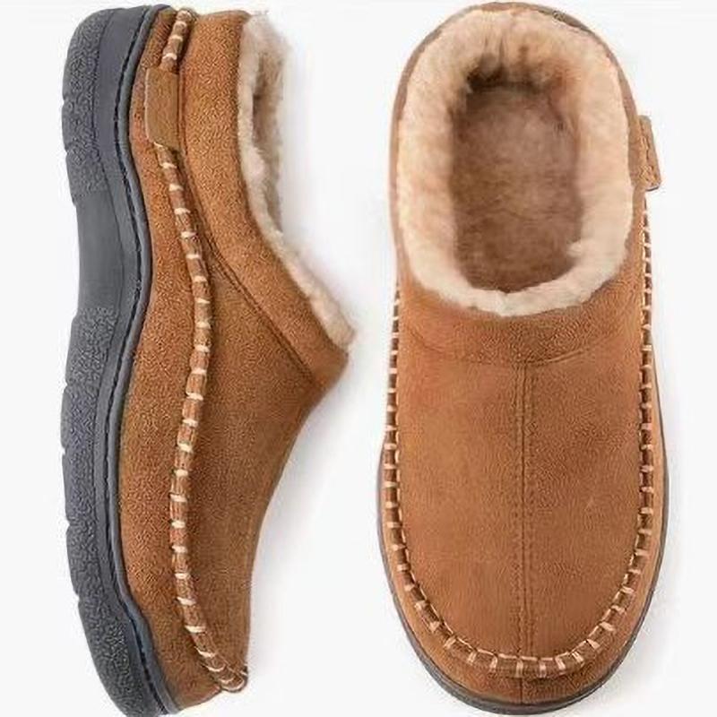 Men Slippers Winter Indoor Memory Warm House Shoes Suede Sewing Casual Slipper Indoor Outdoor