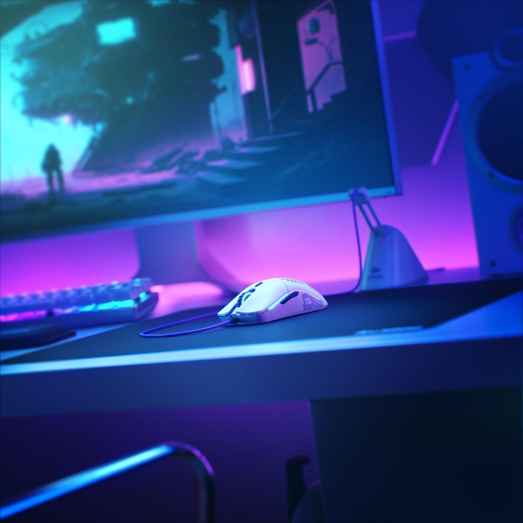 Игровая мышь Glorious Model O, белая, RGB, 6 программных кнопок, USB-проводная, легкая мышь (67 г)