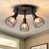 Kitchen Lamp Ceiling Type Three Lights Multi-directional Rotation Black Iron Lampshade For Kitchen Farmhouse Restaurant Porch Corridor Etc