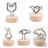 Ornament Home Decoration Photo Clips Picture Holder Frame Round Wooden Base Message Paper Support