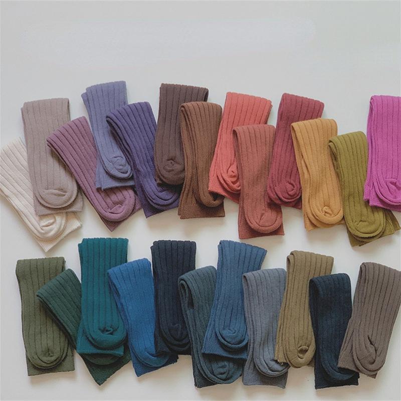New Kids Cotton Breathable Stockings Candy Color Children Middle Tube Knee High Socks Girls Students Socks Free Size 30cm