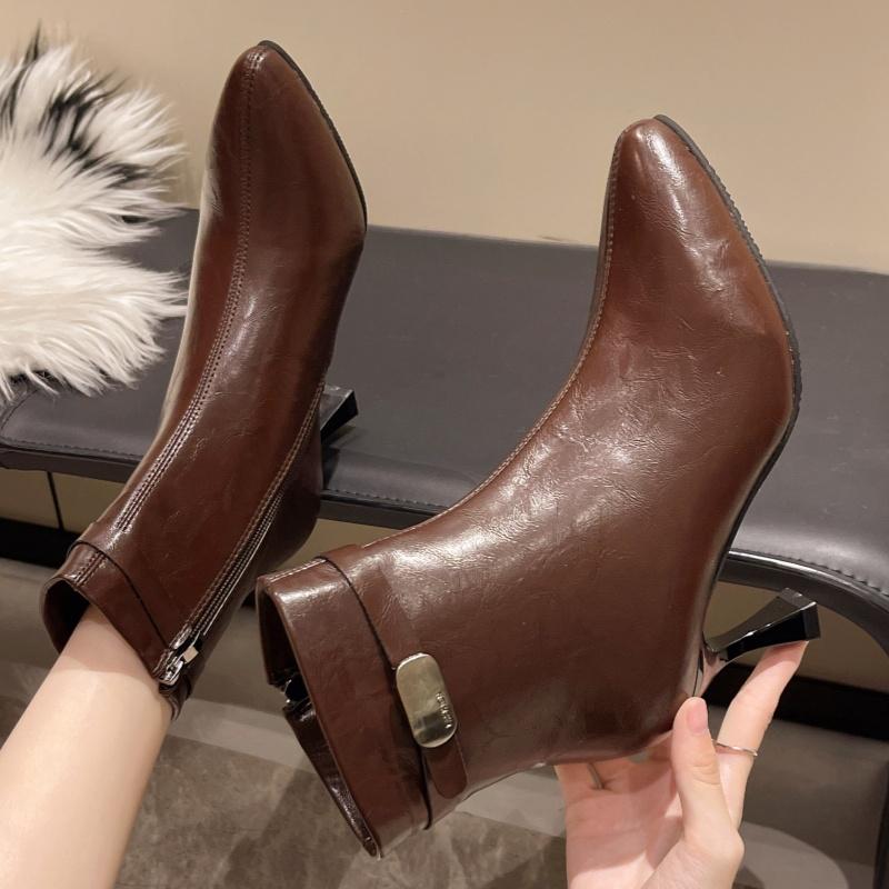 Женские ботильоны на высоком каблуке, сексуальные замшевые элегантные туфли с острым носком, женская мода 2024 года, туфли-лодочки «Челси», зимние туфли Botas De Mujer