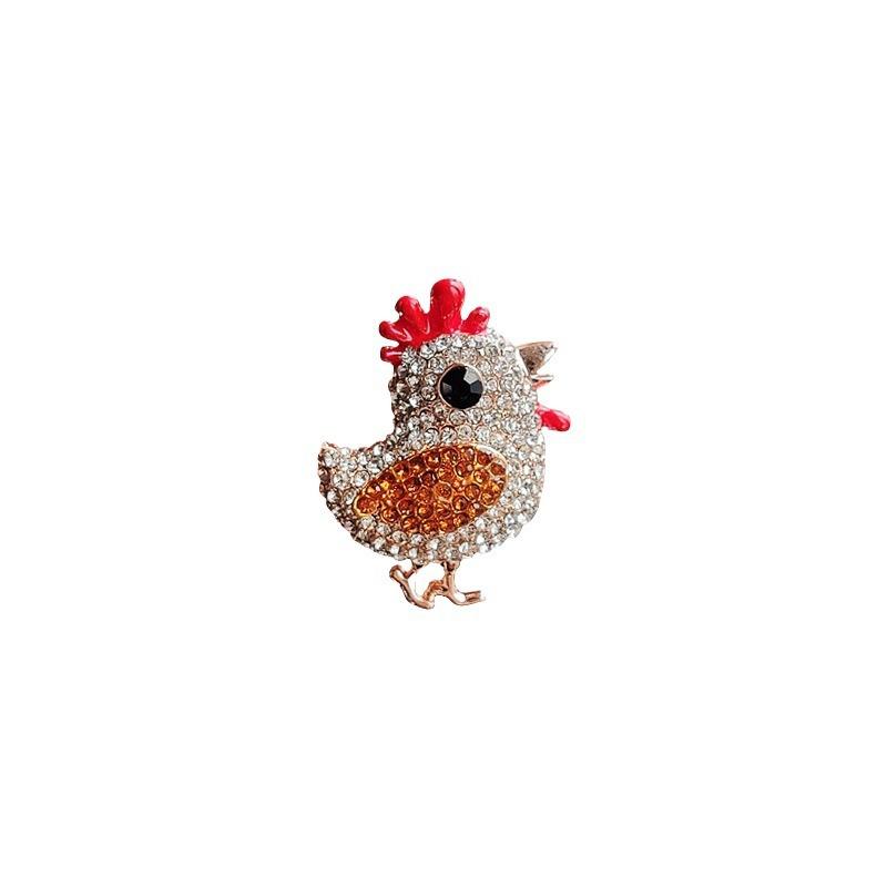 BLINGBAY Women's Rhinestone Chicken Brooch Pin Animal Rooster Badge