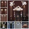 Flower Hanfu Hair Stick Pearls Butterfly Hair Comb Chinese Style Hairpin Set  Wedding Photos
