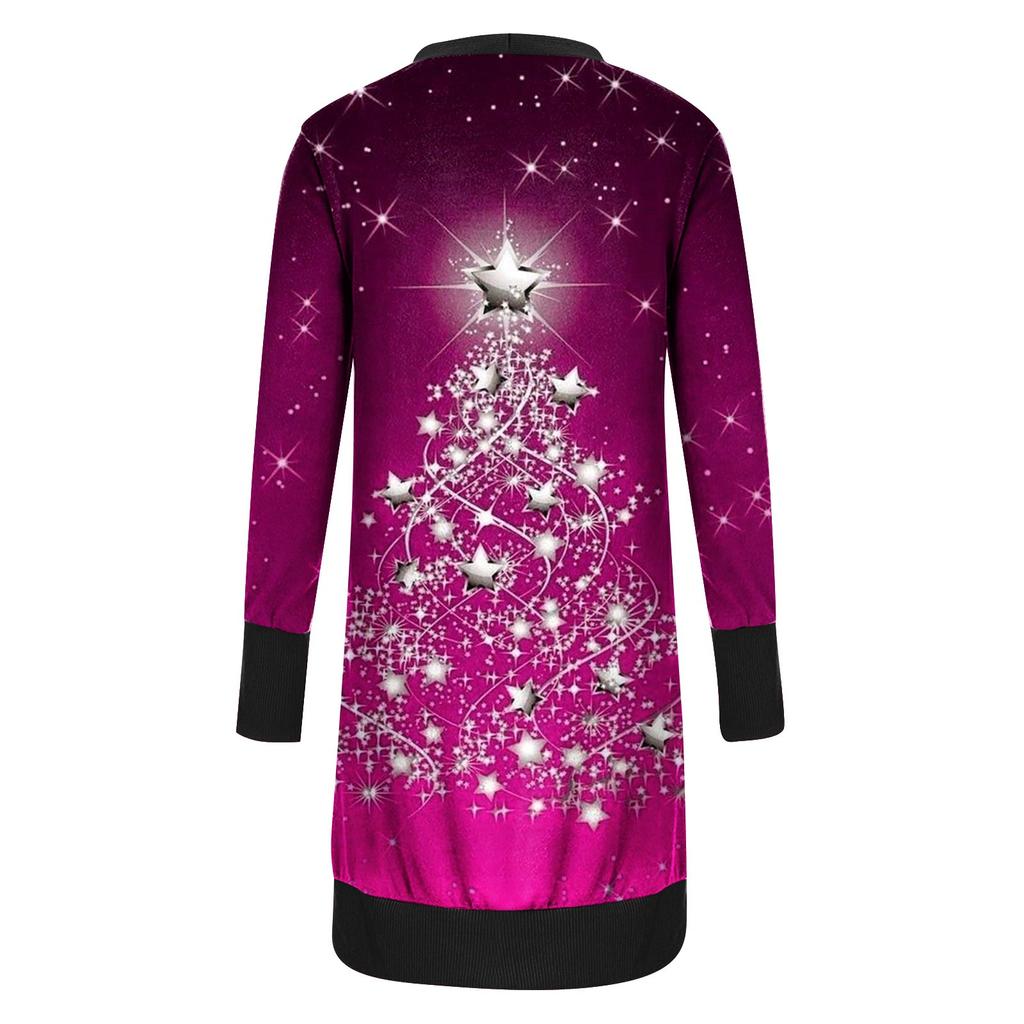 Женский повседневный кардиган с длинными рукавами и постепенным рождественским принтом, легкая куртка