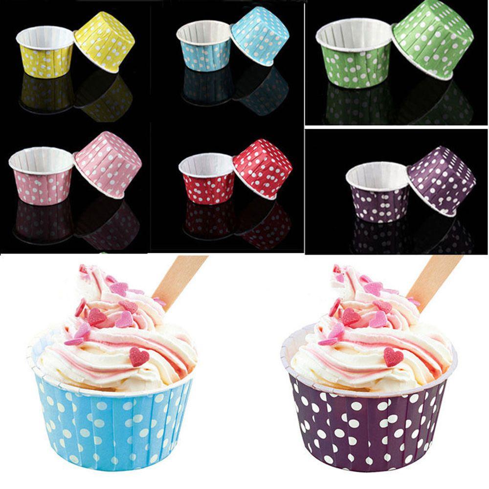 100PCS Colorful Bakeware Dot Decorate Muffin Cup Pan Case Paper Cupcake Liner Baking Wrapper