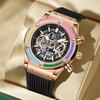 Classic Luxury Watch for Menes Multifunction Sports Waterproof Luminous Casual Clock Men Automatic Mechanical Skeleton Watches Rainbow Diamond