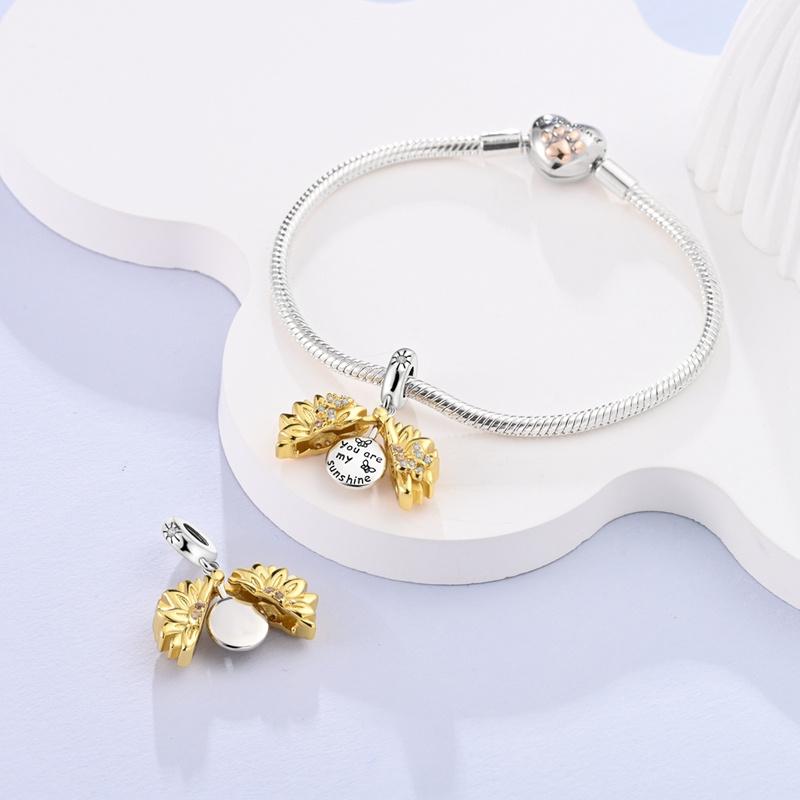 Аутентичный Новый Продукт Медный Цвет Бабочки С Цветами Коллекция Шарм-Бусины Шармы Совместимые С Браслетами Pandora Сделай Сам Шарм-Бусины