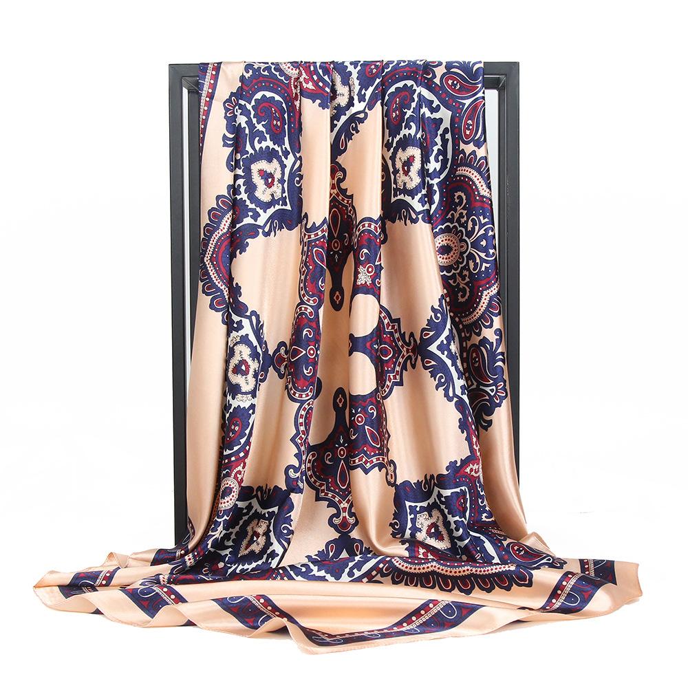 Высококачественные роскошные шелковые шарфы, повязка на голову, шарфы, шейный шарф для женщин, шелковый шарф с цепочкой, женская декоративная шаль