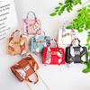 Silk Band Bow Lock Small Square Bag Pu Leather Chain Handbag Crossbody Bags