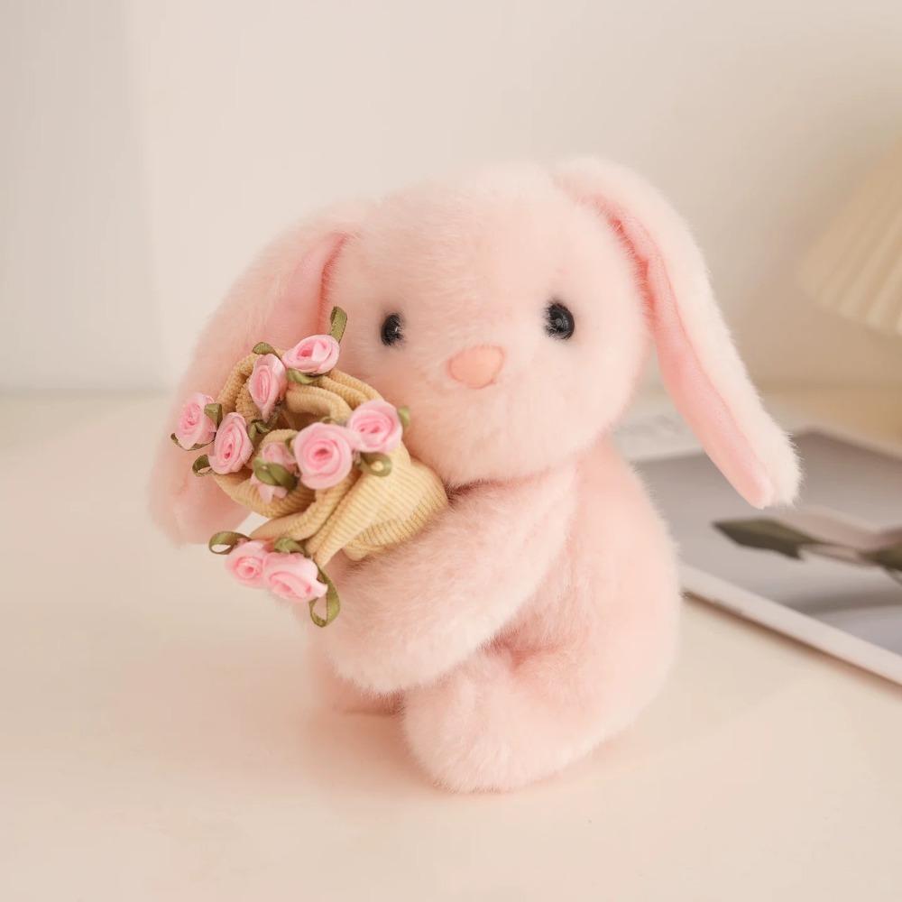 with Floral Blanket Bear Wear Rose Doll 15cm Bouquet Rabbit Doll Rose Bear Plush Toy  Anniversary