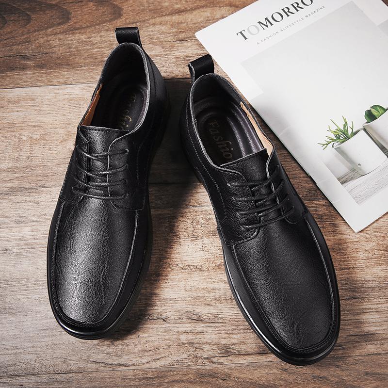 Brand Man Leather Shoes Rubber Sole Casual Oxford Size 37-45 Men's Office Business Dress Flats Mens Split Leather Wedding Shoes