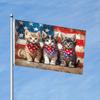 1pc, Multi-Size Available, Single-Sided Printing, July 4Th Independence Day - American Flag And Kitten - Flag, Single-Sided Hanging with 1 Hole Ring,