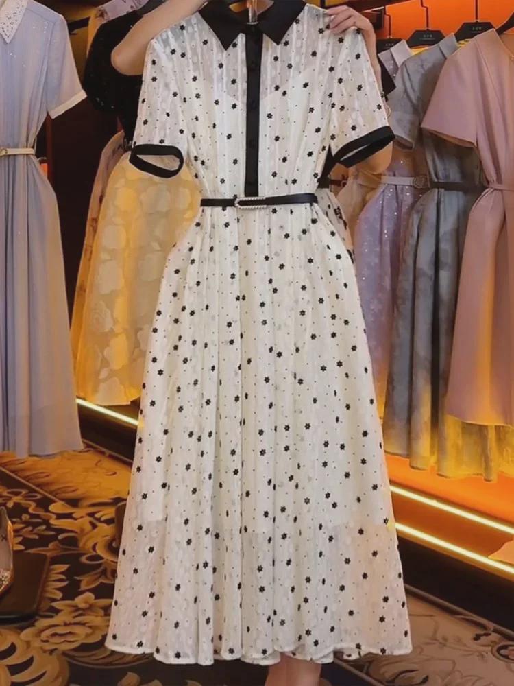 Niche Design 2024 женское летнее чайное платье в горошек - элегантная юбка с французской талией
