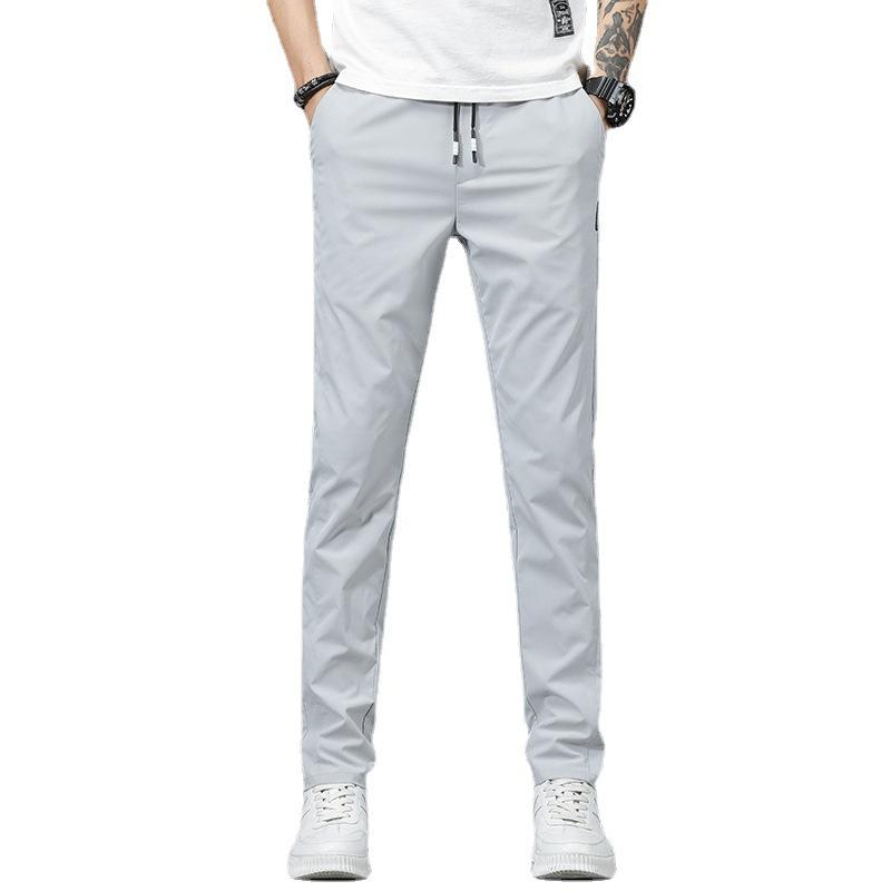 Свободные быстросохнущие дышащие брюки из ледяного шелка, дышащие спортивные штаны, летние тонкие удобные мужские повседневные брюки, мужские