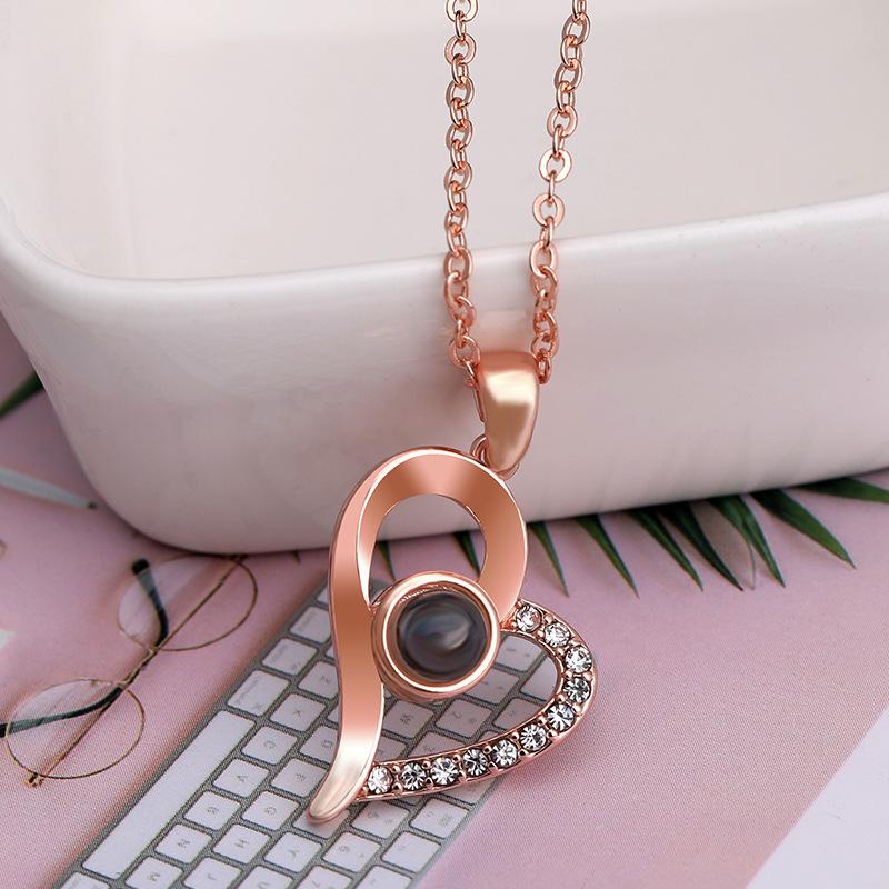 Douyin Kuaishou Same Love Pendant 100 Languages I Love You Projection Memory Necklace Jewelry