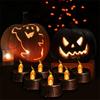 12 шт. Чайные свечи Хэллоуин Рождество День благодарения Беспламенные светодиодные свечи 1,4 дюйма Мерцающие янтарные Праздничный декор Работают от батареек