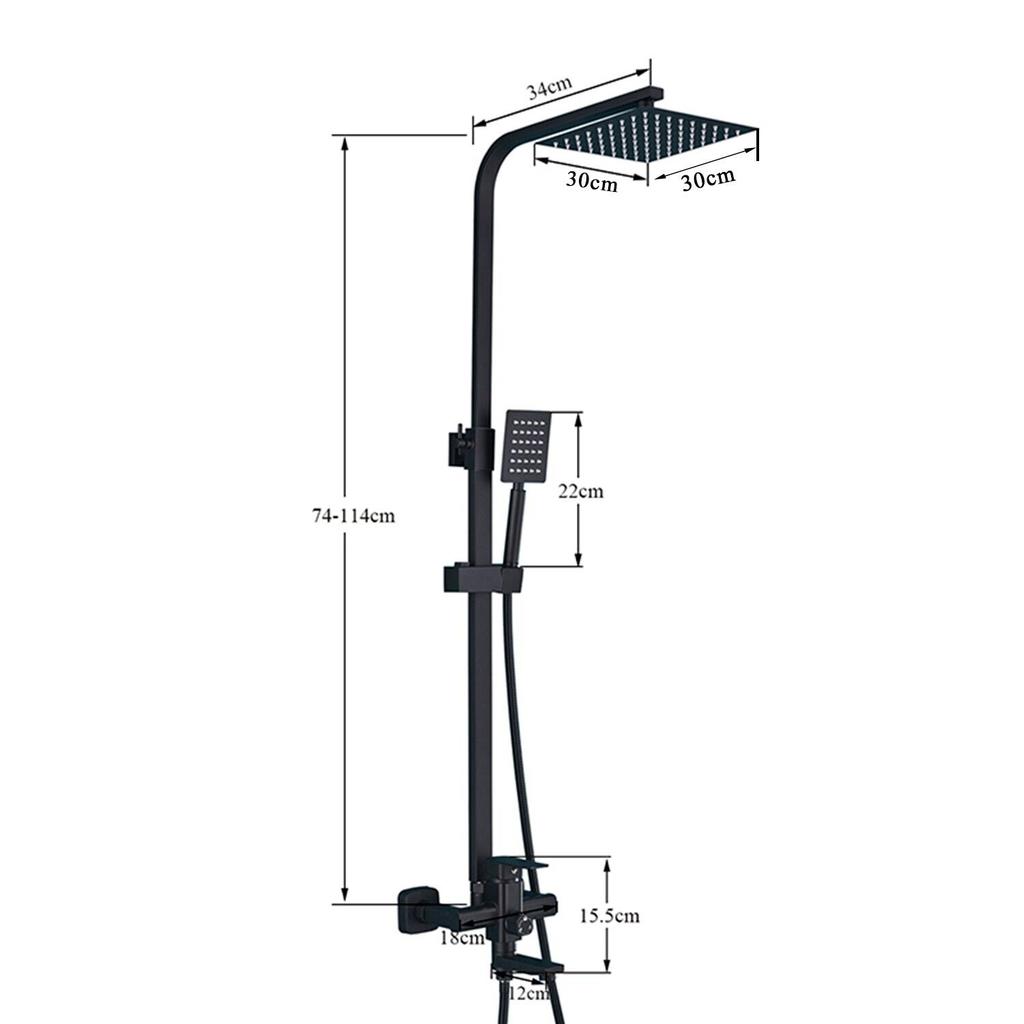 Матовые черные душевые системы с 30-дюймовой насадкой для тропического душа, 3-функциональные наборы смесителей для душа с латунным клапаном, набор для душа
