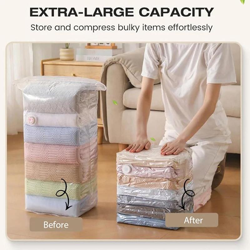 Vacuum Storage Bags Large Capacity No Pump Seal Compression Bag Portable Dust-Proof Press Space Saving Clothing Bag Travel